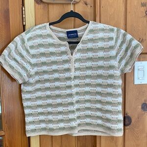 Vintage Liz Claiborne cotton cropped boxy crochet spring/summer weather — S-M